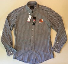 Antigua NFL Team Apparel Cincinatti Bengals Plaid Collar Button Shirt Medium