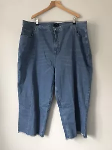 Curvissa Blue Wide Leg Cropped Denim Jeans Cotton Blend Size 24 Plus Womens - Picture 1 of 4