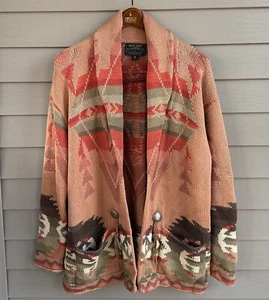 Maglione Ralph Lauren Country Southwestern Concho Bottoni Coperta Azteca Nuovo senza etichette M  - Foto 1 di 14