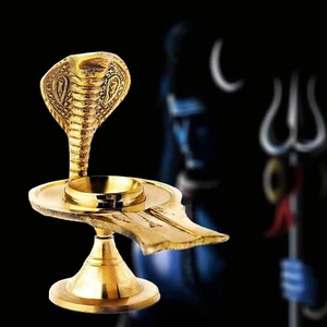 Yoni Holder Shaligram Shiva Lingam Lingham Navratri Hindu Puja Stand Naag Brass - Picture 1 of 5