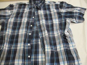mens basic editions blue gray plaid button up shirt sz xl - Picture 1 of 6