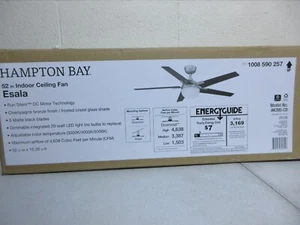 Hampton Bay Esala 52 in. Indoor Brushed Gold Ceiling Fan with Light & Remote - Picture 1 of 5