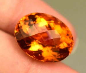 18.40 Ct Natural Orange Yellow Citrine Certified Oval Cut Loose Gemstone Brazil - Picture 1 of 5