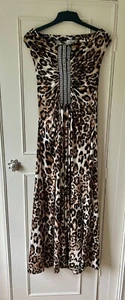 Faust French couture leopard/diamonte maxi dress size 14 - Picture 1 of 8