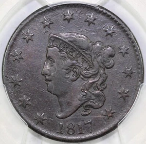 1817 1c N-2 13 Stars Matron Head Large Cent PCGS XF DETAIL CLEANED - Picture 1 of 5