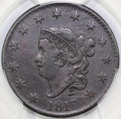 1817 1c N-2 13 Stars Matron Head Large Cent PCGS XF DETAIL CLEANED - Image 1 of 4