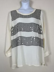 NWT Lane Bryant Womens Plus Size 22/24 (2X) Ivory Sequin Top Long Sleeve - Picture 1 of 11