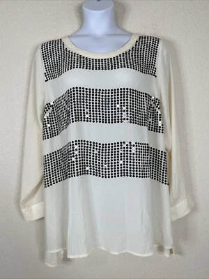NWT Lane Bryant Womens Plus Size 22/24 (2X) Ivory Sequin Top Long Sleeve - Image 1 of 4