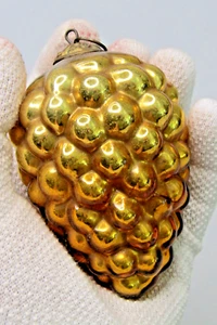 Antico grappolo vetro pesante vintage UVA 4" KUGEL decorazione natalizia Germania ORO - Foto 1 di 9
