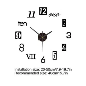 3D Wall Clock Mirror Large Modern DIY Sticker Office HomeShop Art Decor U.K - Picture 1 of 14