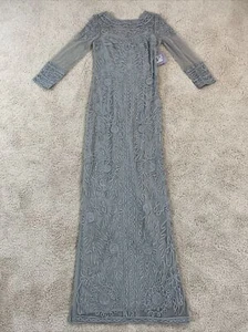 JS Collections Womans Dress 4 Column Gown Soutache Mesh Maxoe Gray NWT - Picture 1 of 19