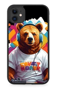 Divertida funda de teléfono DJ Brown Bear de goma osos DJs música diseño animal novedad DJ52 - Imagen 1 de 2