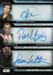 Star Wars Holocron 2020, Ehrenreich / Bettany / Witwer Triple Autograph Card 5/5 - Picture 1 of 2