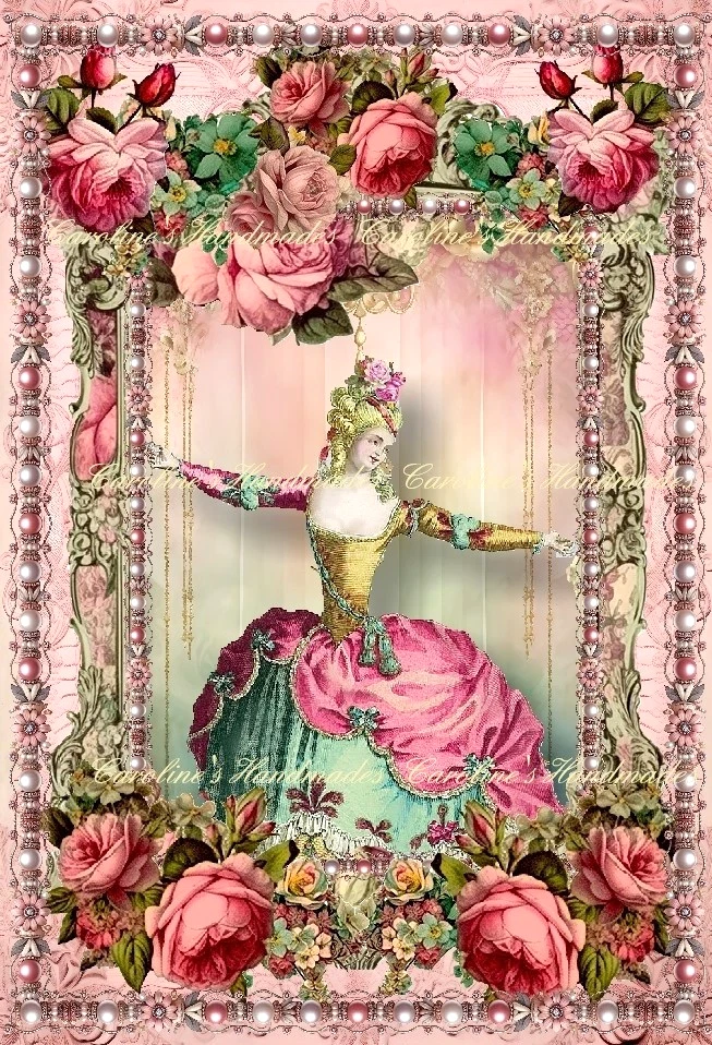 Roses & Pearls Marie In Pink & Green Cotton Fabric Quilt Block Multi-size - Image 1 of 1