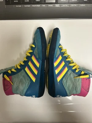 adidas Men's Combat Speed 5 Wrestling Shoes Teal Pink Aqua, Size 10 - Image 1 of 4