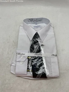Berlioni Mens White Long Sleeve Spread Collar Dress Shirt Size 18 With Tags - Picture 1 of 6