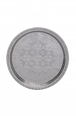 orientalisches Tablett Serviertablett Nadia 32cm Silberfarbig - Bild 1 von 4