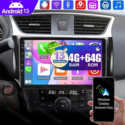 Rádio GPS carro 4+64GB Android 13 para 2012-2019 Nissan Sentra Sylphy 10.1" Carplay - Imagem 1 de 4