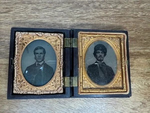 Antique Double Danguereotype gentlement photo folding Union Case - Picture 1 of 8