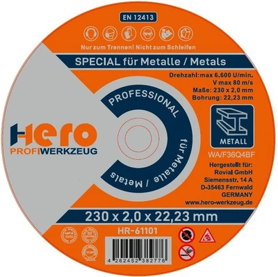 3x HERO Trennscheiben 230 x 2,0 x 22,23 mm Metall Flexscheiben Winkelschleifer - Bild 1 von 3