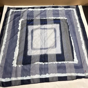 Symphony Schals Abstraktes Geometrisches Muster Blau/Grau Schal 100% Polyester Italy - Bild 1 von 7