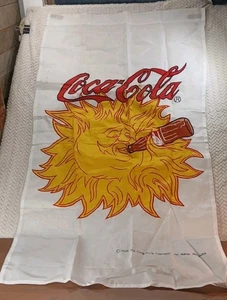 RARE Vintage Coca-Cola 27"x49" 1993 Banner Sun Drinking Bottle of Coke Graphic - Picture 1 of 22