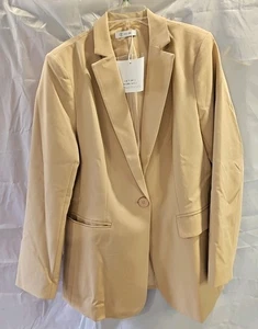 Cicy Bell Women's Khaki Casual Blazer Large Long Sleeve Open Front Pockets NWT - Picture 1 of 8