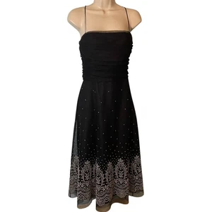 Vintage Jessica Howard schwarzes Kleid Größe 16 gerafft Pailletten Party Abschlussball Urlaub - Bild 1 von 10