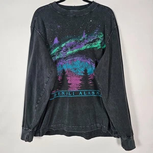 Abercrombie & Fitch Denali Alaska 90s Nature Men Large Long Sleeve Graphic Shirt - Picture 1 of 7