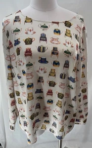 TALBOTS Top Gr. XLp grün rosa blau elfenbein Teatime viktorianisch klassisch stilvoll schick - Bild 1 von 11