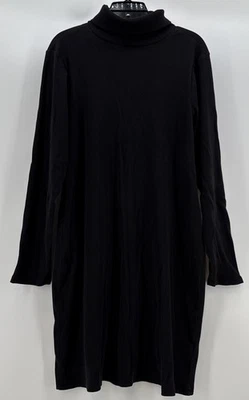 WOMEN'S OLD NAVY BLACK FITTED RIB-KNIT DRESS - SIZE 2XLARGE Turtleneck - Image 1 of 4