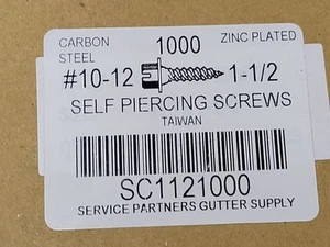 (1000) Zip Screws 10 x 1-1/2 Self-Piercing Hex Washer Head Sheet Metal SC1121000 - Picture 1 of 2