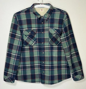 Levis Sherpa Kunstfell gefütterte Jacke Herren XXL blau grün kariert Flanell Trucker - Bild 1 von 13