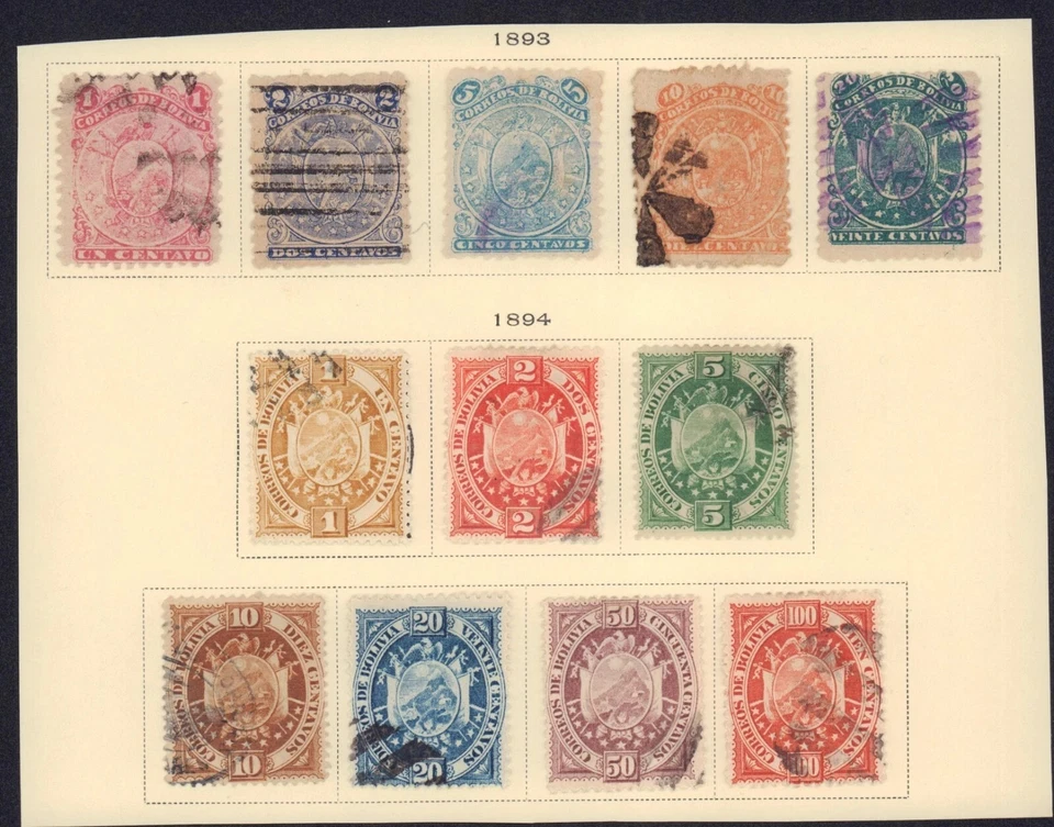 BOLIVIA 1893-1894 35-39, 40-46 SHIELD USED SETS - Image 1 of 1