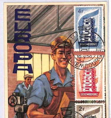 LUXEMBOURG FDC 1956 Illustrated EUROPA Postcard MAXI-CARD {samwells-covers}YX342 - Image 1 of 4