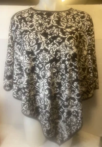 Chico's Poncho Style Sweater Top Black & White Size L / XL - Picture 1 of 6