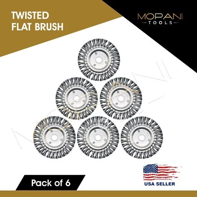 Cepillo de rueda de 6 pulgadas (6" anudado trenzado) de acero inoxidable - orificio del eje: 7/8 Foto 1 de 4