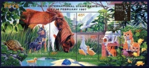 1996 Australia Pets Mini Sheet O/P 11th Asian Philatelic Exhibition 97 MNH - Bild 1 von 1