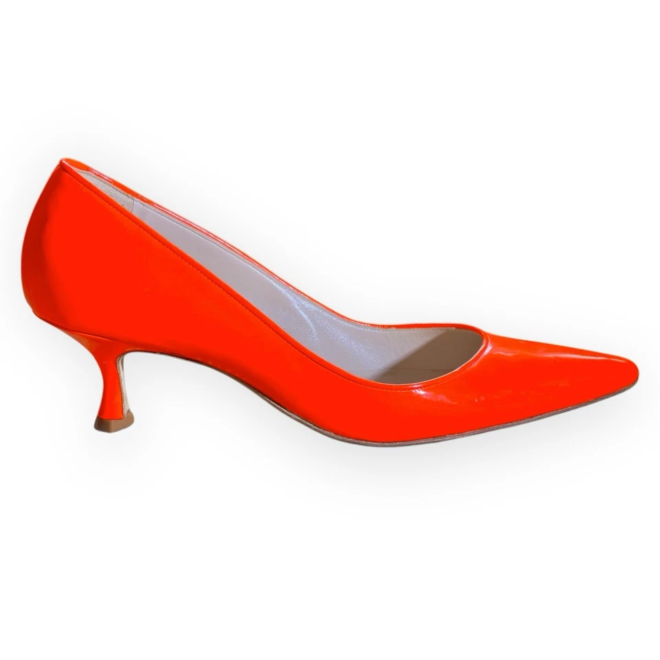 Zapatos de salón Manolo Blahnik charol naranja neón tacón de gatito para mujer - talla IT 37,5 Foto 1 de 4