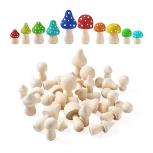 30 Pcs Wooden Mushroom Craft Figures Embellishments Decor for Home Garden - Picture 1 of 9