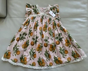 NWT PINK CHICKEN Katherine Pink Botanical Oranges Cotton Dress 5Y - Picture 1 of 5