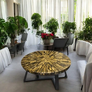 24" Runder Tigerauge Schlafzimmer Eck Beistelltisch Modern Wohnzimmer Möbel Dekor - Bild 1 von 10