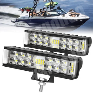 10000Lm Super Brillante 6 Pulgadas Esparcidor Cubierta LED Luces Marinas (Juego de 2) Luz Barco - Imagen 1 de 12