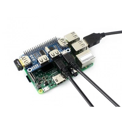 Waveshare 4 Port USB HUB HAT for Raspberry Pi 3B 2B B+ Zero/ Zero W USB to UART - Image 1 of 4