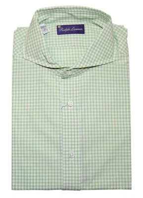 $395 Ralph Lauren Etiqueta Púrpura Para Hombres Guinga Keaton Camisa de Vestir Verde Italia XL Foto 1 de 3