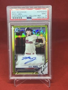 2021 Bowman Chrome Yellow Refractor MICK ABEL AUTO 40/75 PSA 9 JERSEY NUMBER! - Picture 1 of 1