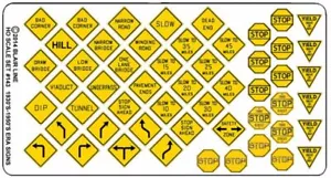 Blair Line HO Highway Signs Vintage Warning/Stop 1930s-1950s (black, yellow) 143 - Picture 1 of 1