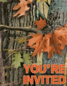 Hunting Camo Invitations w/Envelopes 8 Per Pack Camouflage Birthday Party Invite - Picture 1 of 1