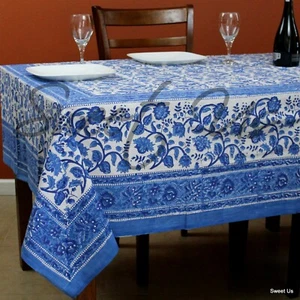 Cotton Hand Block Print Tablecloth Rectangle 70x108 Bed sheet Twin Tapestry - Picture 1 of 7