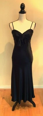 Vestido de noite Aidan Mattox Niteline longo de seda preta com alças, tamanho 4 - Imagem 1 de 4